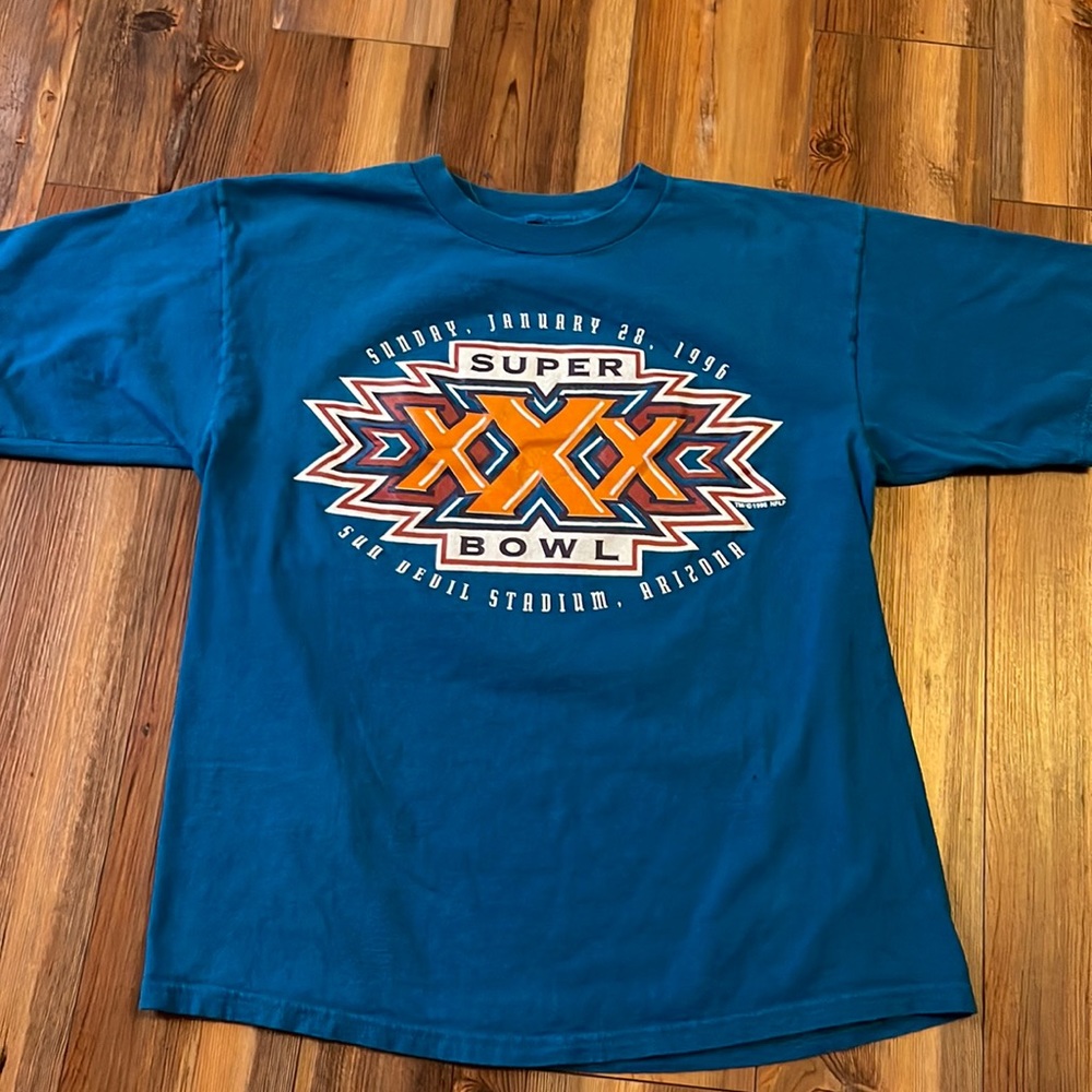 90s Super Bowl T-shirt L 1996 Teal Sun Devil Stadium Arizona Football Vintage